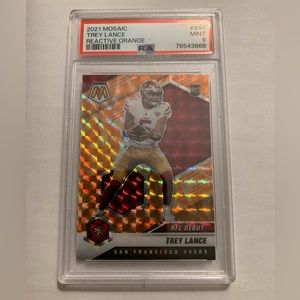 2021 Panini Mosaic Trey Lance Reactive Orange PRIZM RC #244 PSA 9 MINT